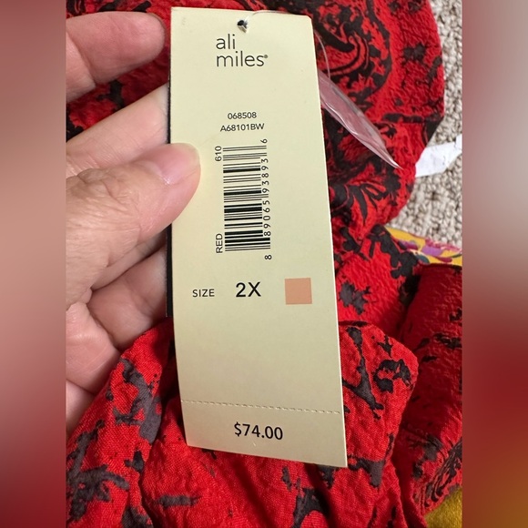 Ali Miles 3/4 Sleeve Paisley Print Button Front Tunic Top size 2X New with tag - Picture 6 of 8